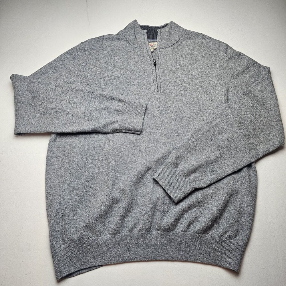 Faherty Quarter Zip Gray Sweater Mens XL Mock Neck Cotton Blend